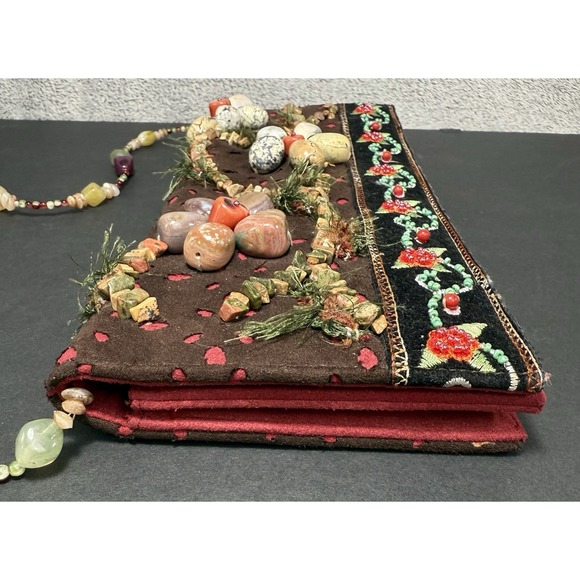 Mary Frances Purse Shoulder Bead Work Floral Embellished Stone Handbag Clutch‎ - Picture 16 of 16